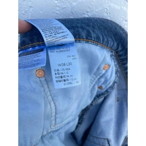 Levis Mens Mid Rise Straight Leg Denim Jeans Blue Sz W38 L30 - Picture 11 of 14